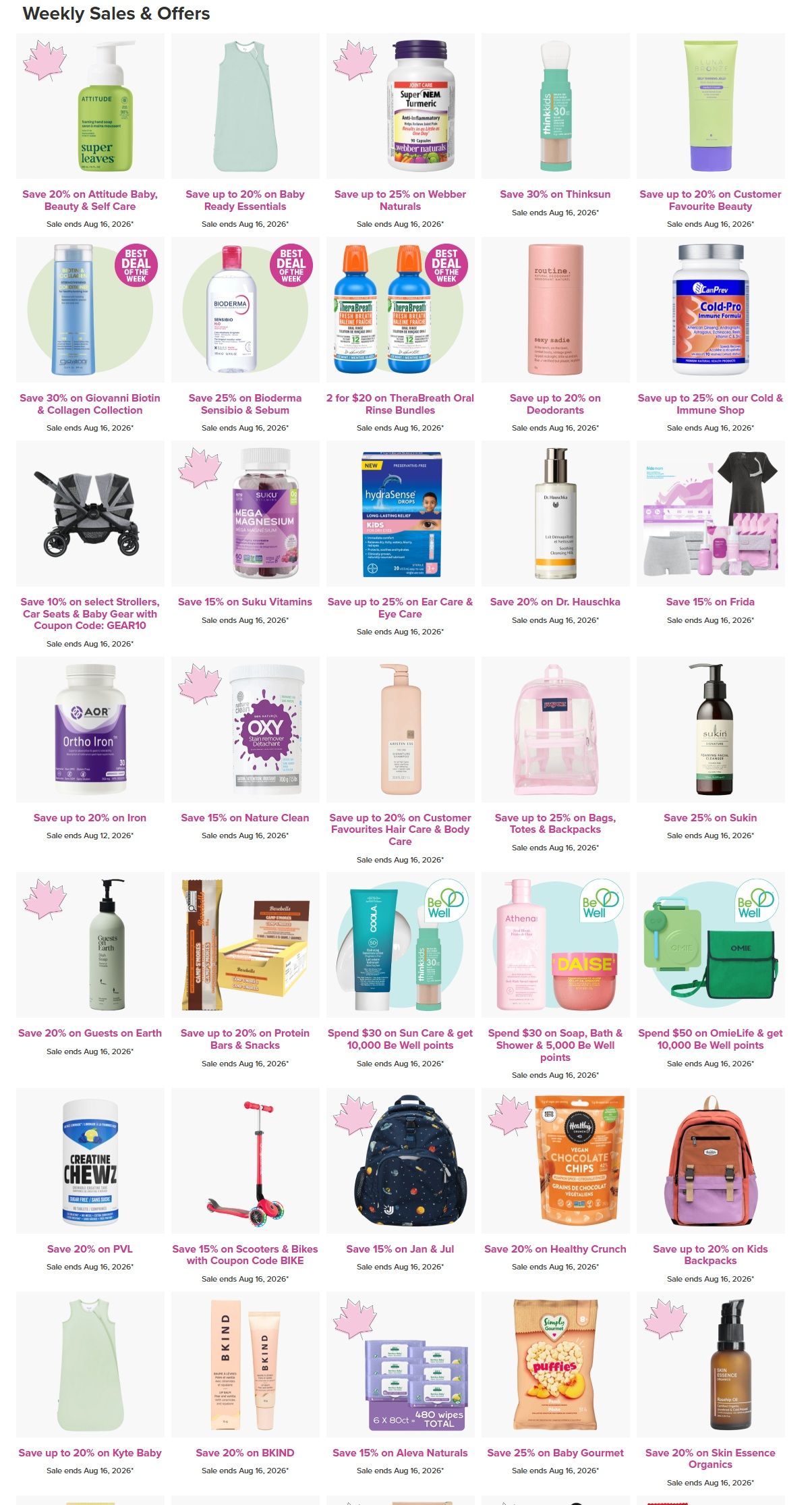 Well.ca Weekly Sales August 10 to 16