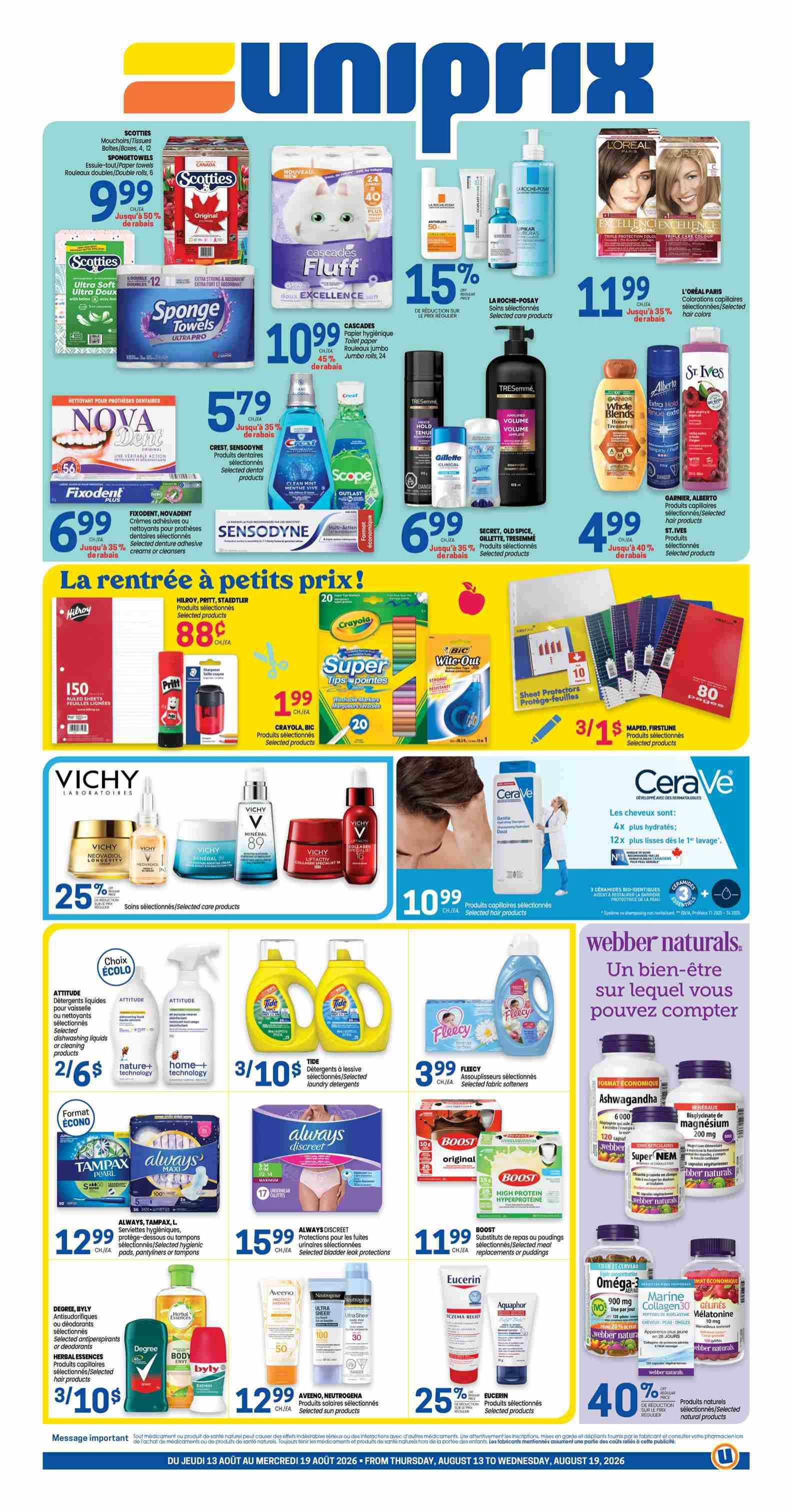 Uniprix Flyer August 13 to 19