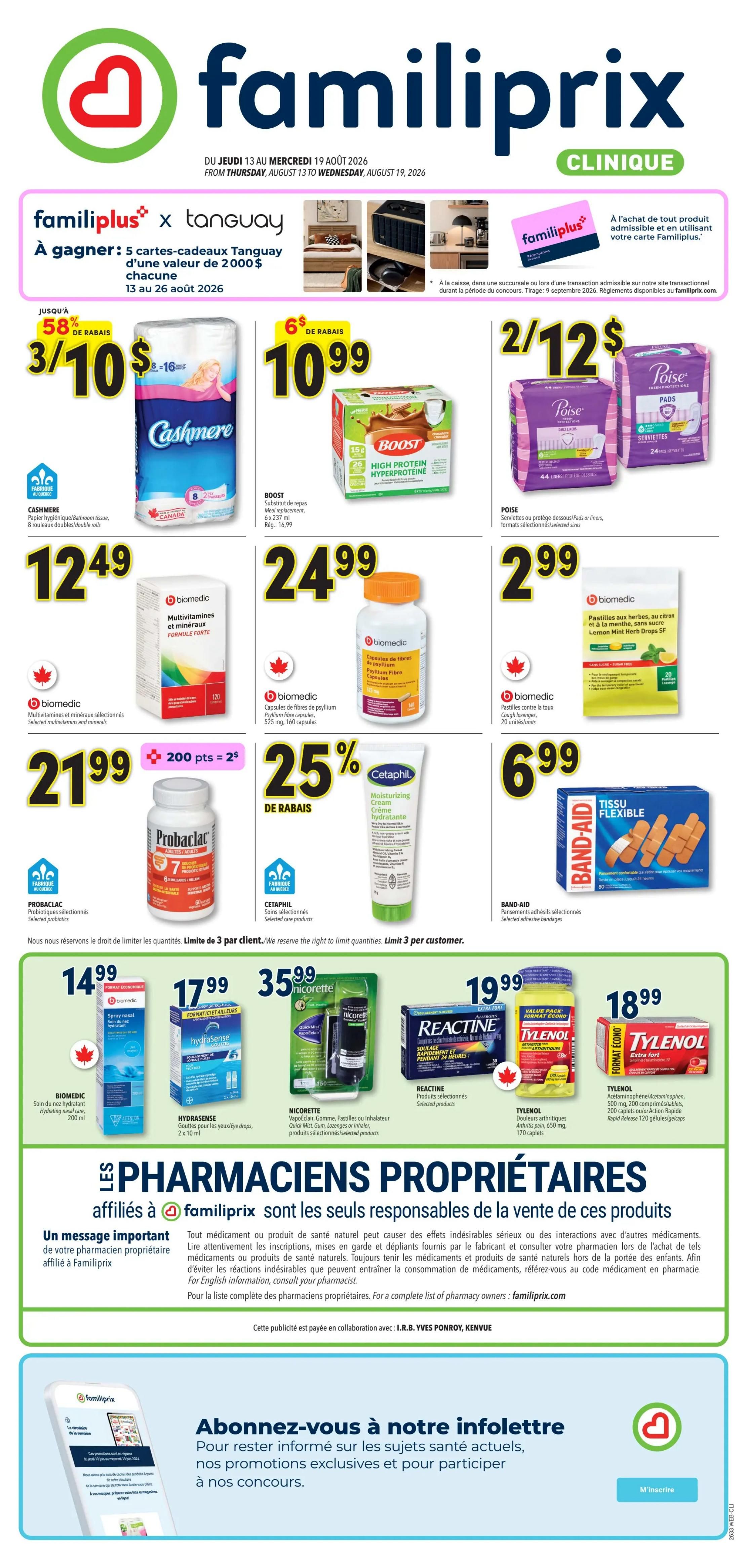 Familiprix Clinique Flyer August 13 to 19