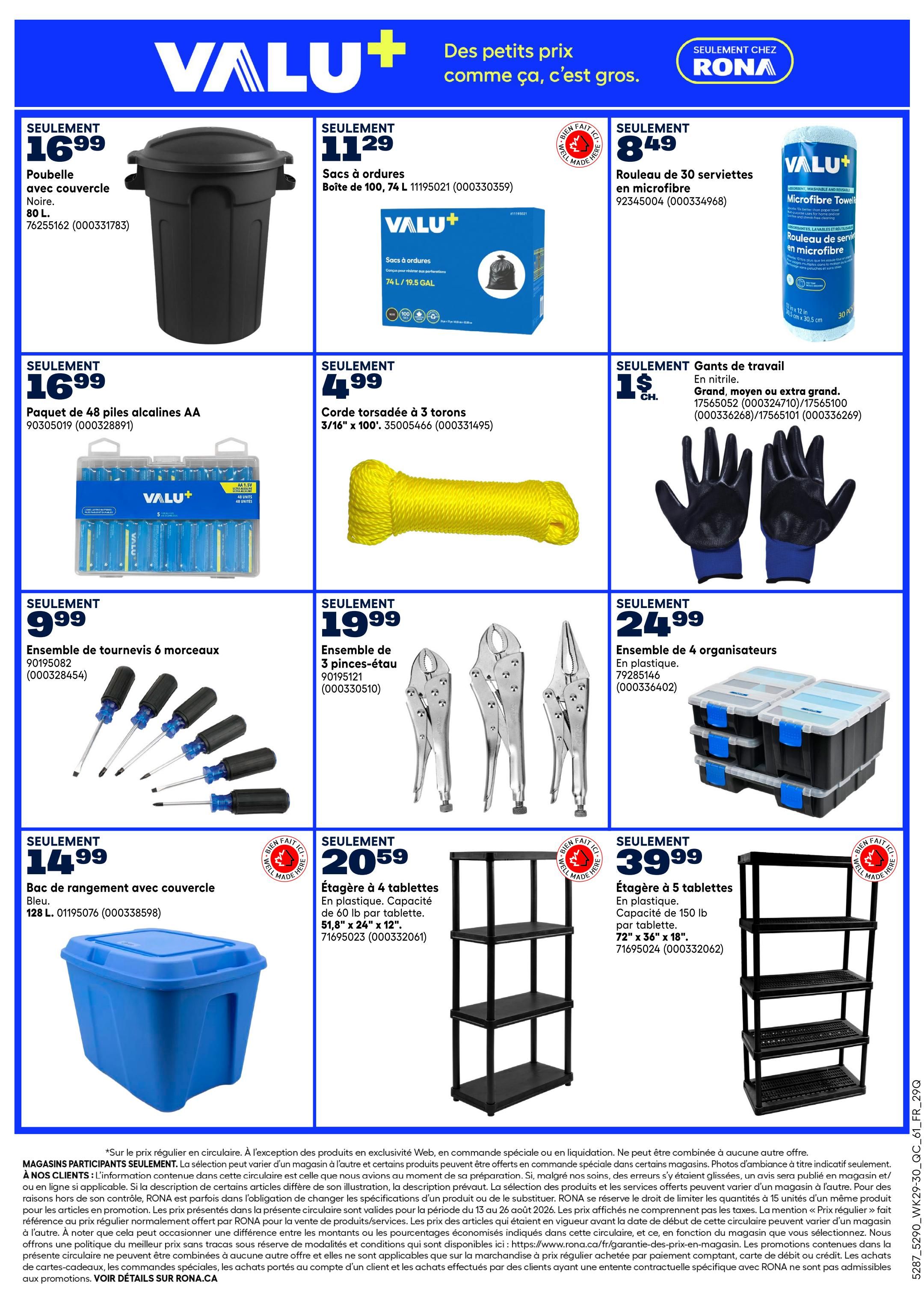Rona & Rona+ (QC) Flyer August 13 to 26