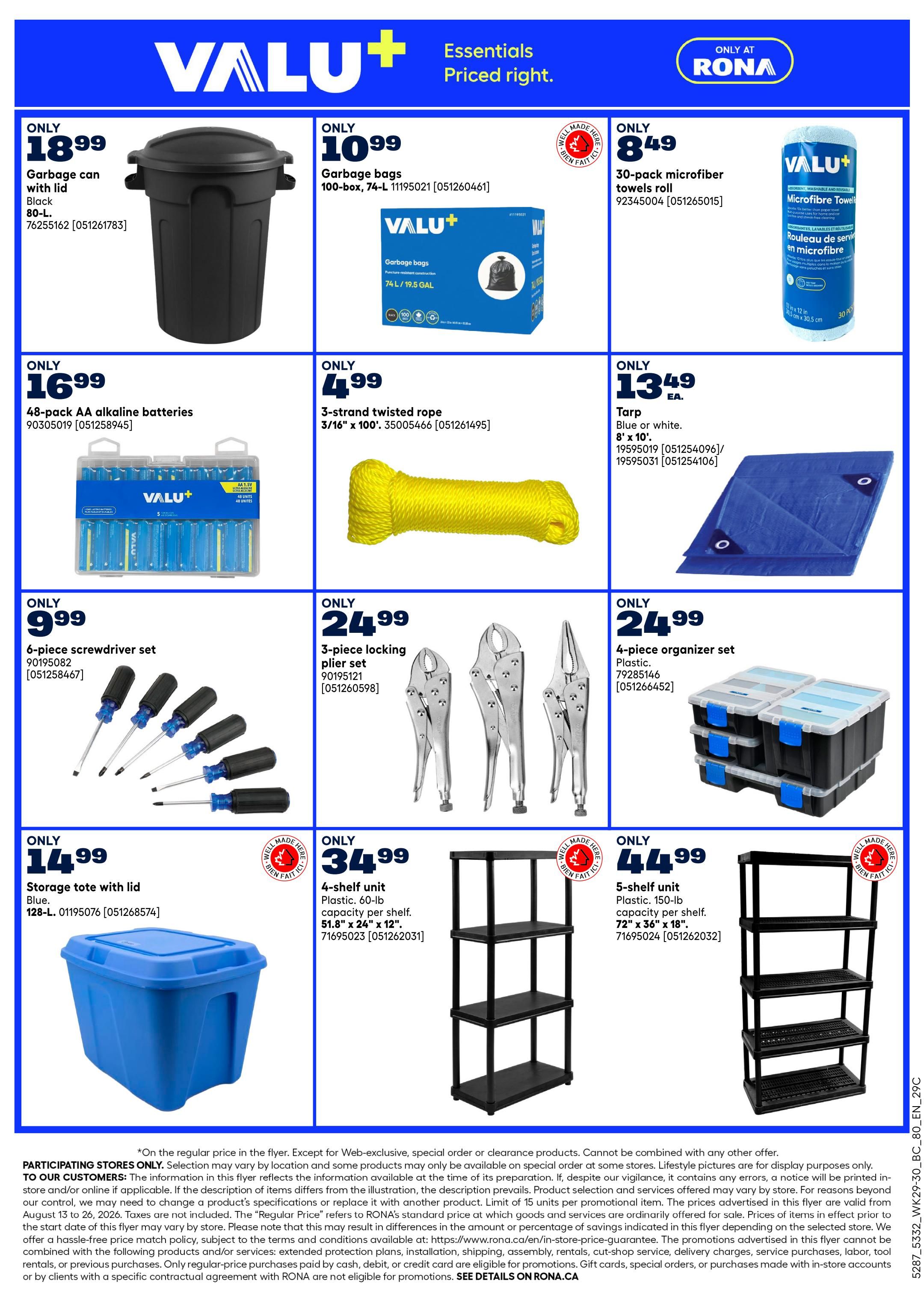 Rona & Rona+ (BC) Flyer August 13 to 26