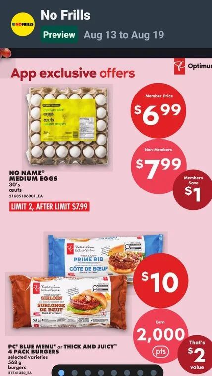 Nofrills: ON: Buy 30 medium Eggs, net price $6.99 after getting PC pts... Nofrills: ON: Buy 30 medium Eggs, net price $6.99 after getting PC pts...