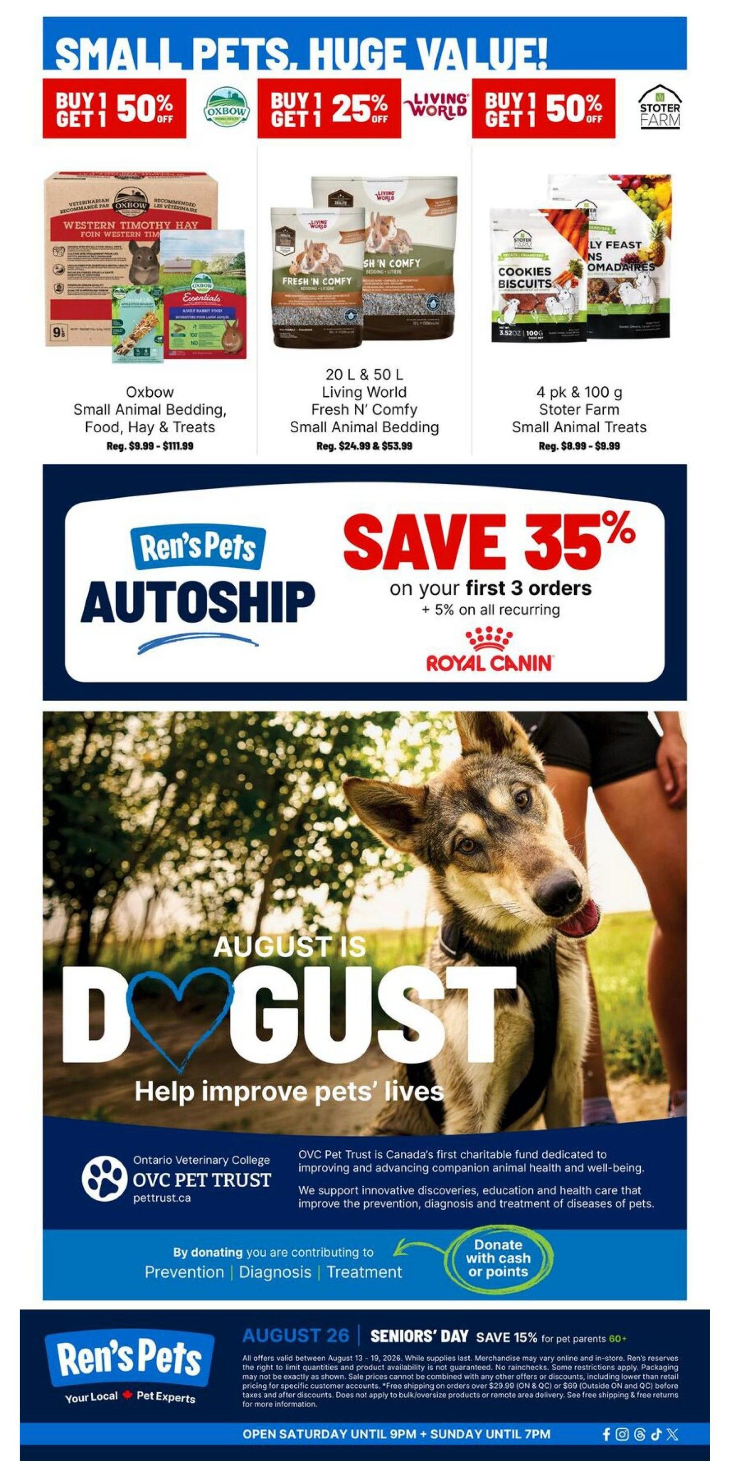 Ren's Pets Flyer August 13 to 19