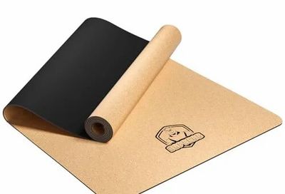 Amazon.ca: HAPBEAR Large Cork Yoga Mat with Resistance Bands & Carry Bag - $41.99 was $69.99