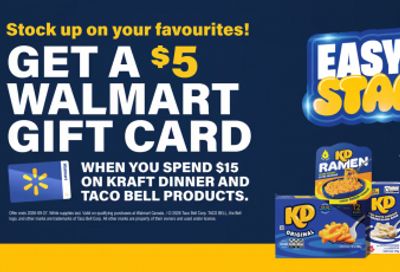 Walmart Canada: Get a $5 Gift Card When You Spend $15 on Kraft Dinner and Taco Bell Products