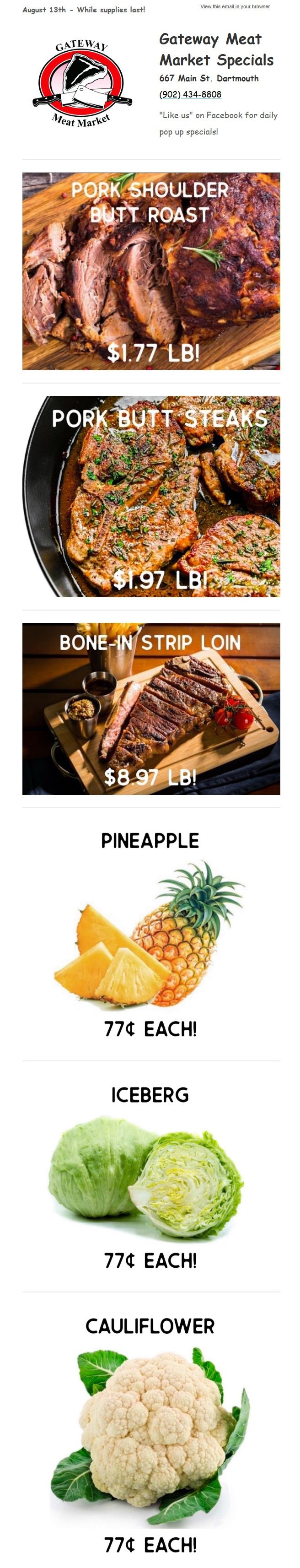 Gateway Meat Market Flyer August 13 to 19