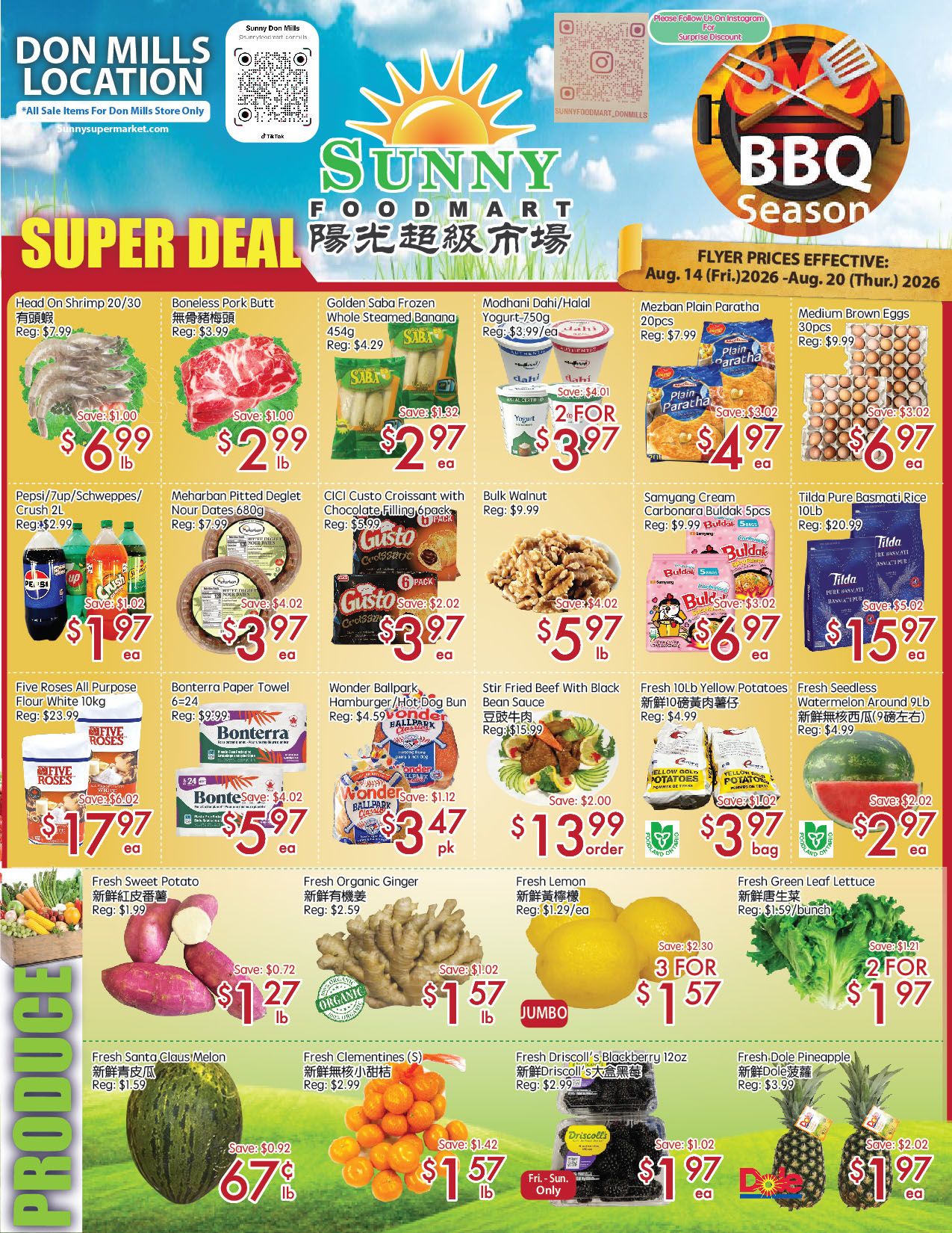 Sunny Foodmart (Don Mills) Flyer August 14 to 20