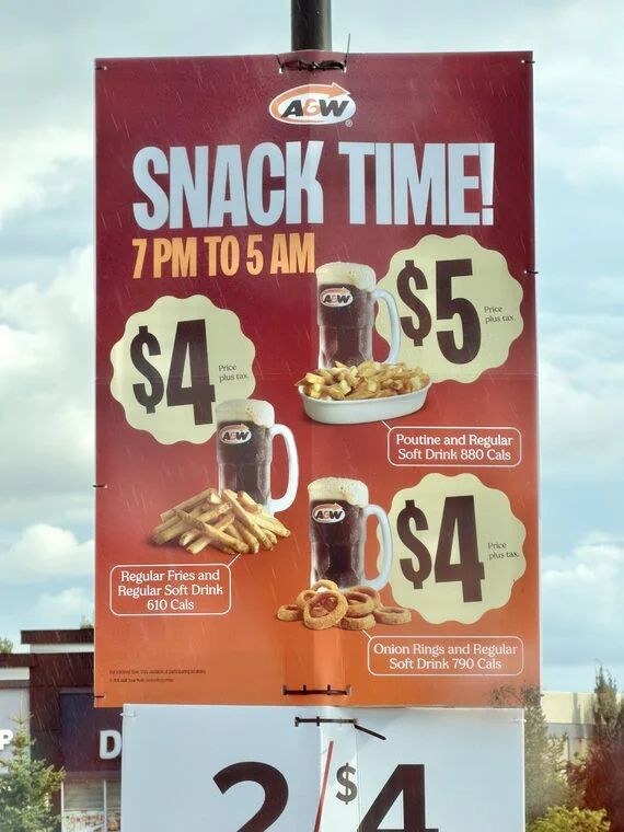 A&w: Snack Time Deals (7 PM to 5 AM) – $4 Fries/Onion Rings + Drink, $5 Poutine + Drink A&w: Snack Time Deals (7 PM to 5 AM) – $4 Fries/Onion Rings + Drink, $5 Poutine + Drink