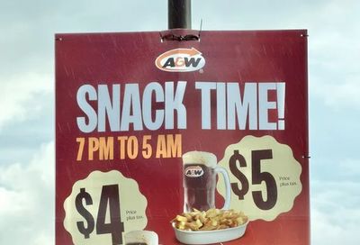 A&w: Snack Time Deals (7 PM to 5 AM) – $4 Fries/Onion Rings + Drink, $5 Poutine + Drink