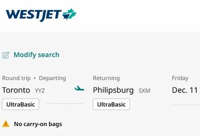 WestJet: Toronto (YYZ) to Sint Maarten (SXM), return trip for 395CAD (Westjet, UltraBasic fare)