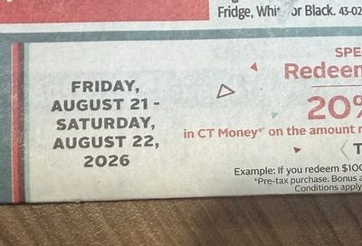 Canadian Tire: CT MONEY REDEMPTION OFFER (20% back)