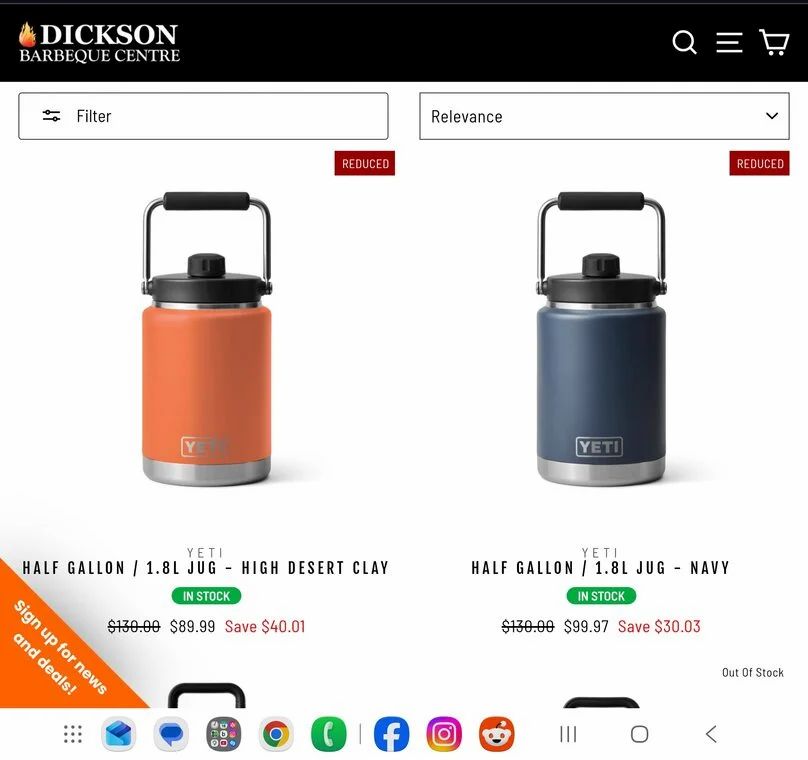 Dickson Barbecue Center: YETI Sidekick 3L $44.97 (Navy) | 6L $54.97 (Wave Blue) | YETI Half Gallon - $99.97 (Navy) | $89.99 (High Dessert Clay)