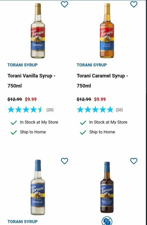 London Drugs: Torani Syrup & Sugar-Free Syrup - 750ml | Vanilla/Caramel/Vanilla Sugar-Free/Brown-Sugar Cinnamon Sugar-Free | $9.99