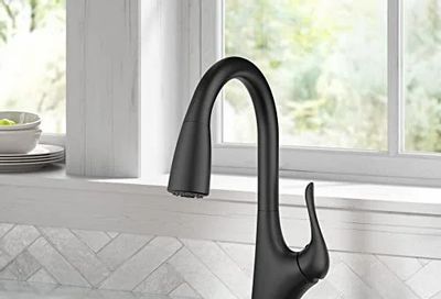 Amazon.ca: KRAUS Single Handle Kitchen Faucet in Matte Black -- 135.95$