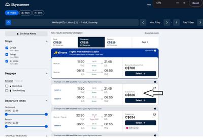 WestJet: Halifax (YHZ) to Lisbon, Portugal (LIS) - $626 CAD Roundtrip (Non-Stop) | September 2026