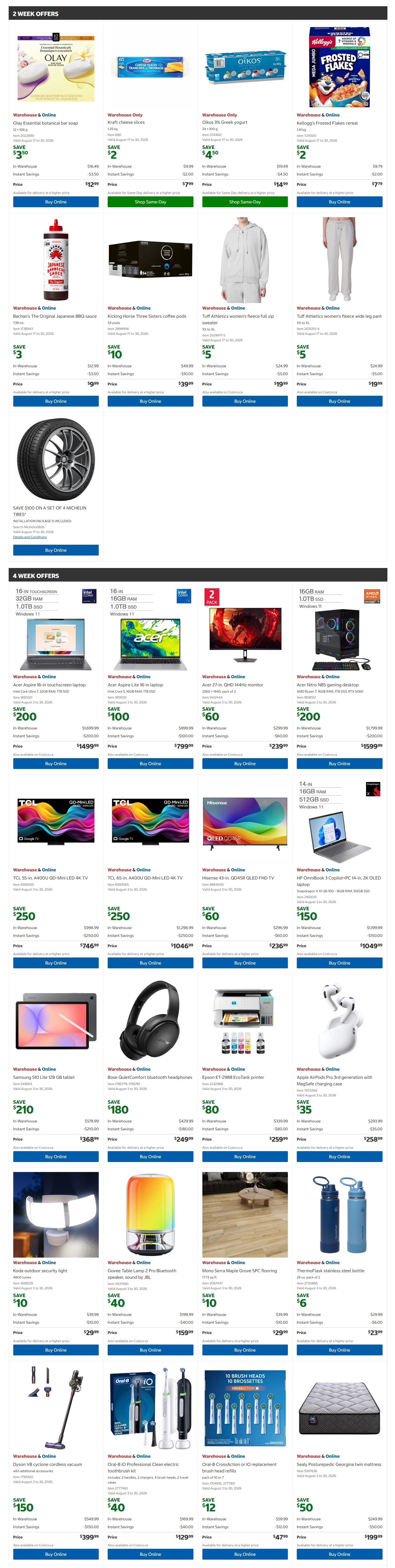 Costco (West, ON, Atlantic Canada) Warehouse Offers August 17 to 30