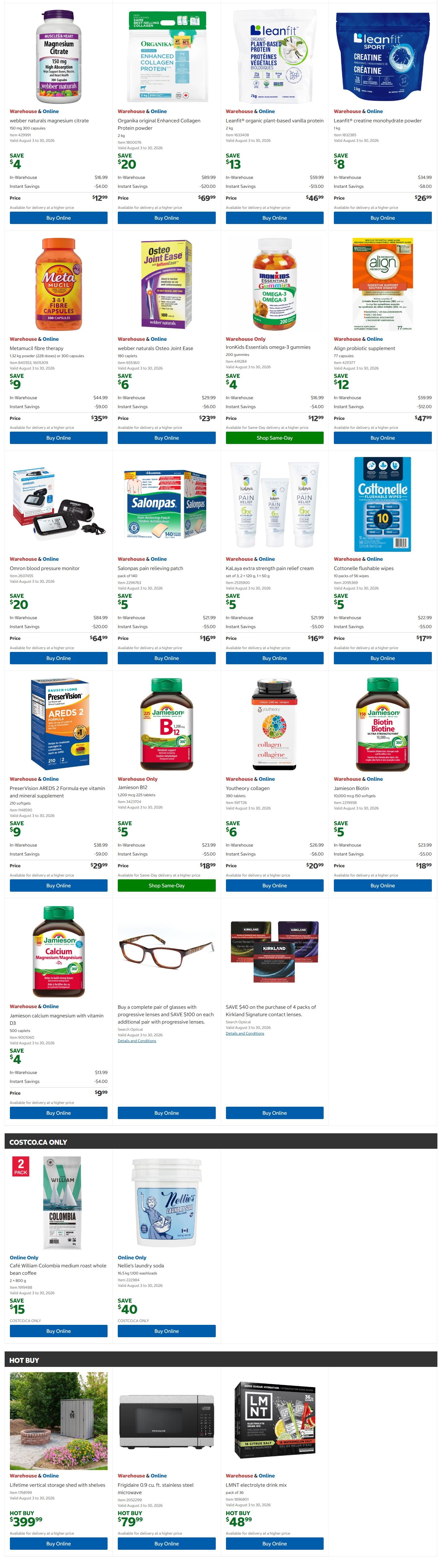 Costco (West, ON, Atlantic Canada) Warehouse Offers August 17 to 30