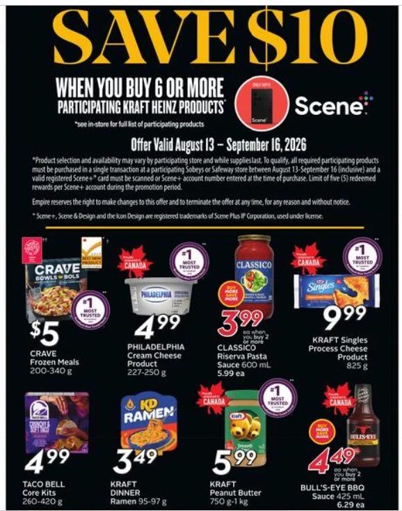 Sobeys: Classicp Pasta Sauce 600ml $2.97 + Save $10 When You Buy 6 for Scene Members (August 20-26)