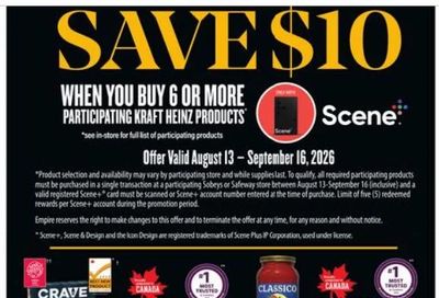 Sobeys: Classicp Pasta Sauce 600ml $2.97 + Save $10 When You Buy 6 for Scene Members (August 20-26)