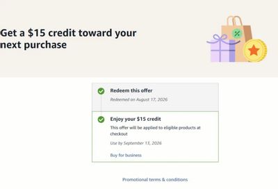 Amazon.ca: Amazon Business Only - Get a $15 credit toward your next purchase