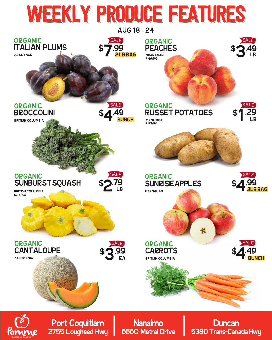 Pomme Natural Market Weekly Produce Flyer August 18 to 24
