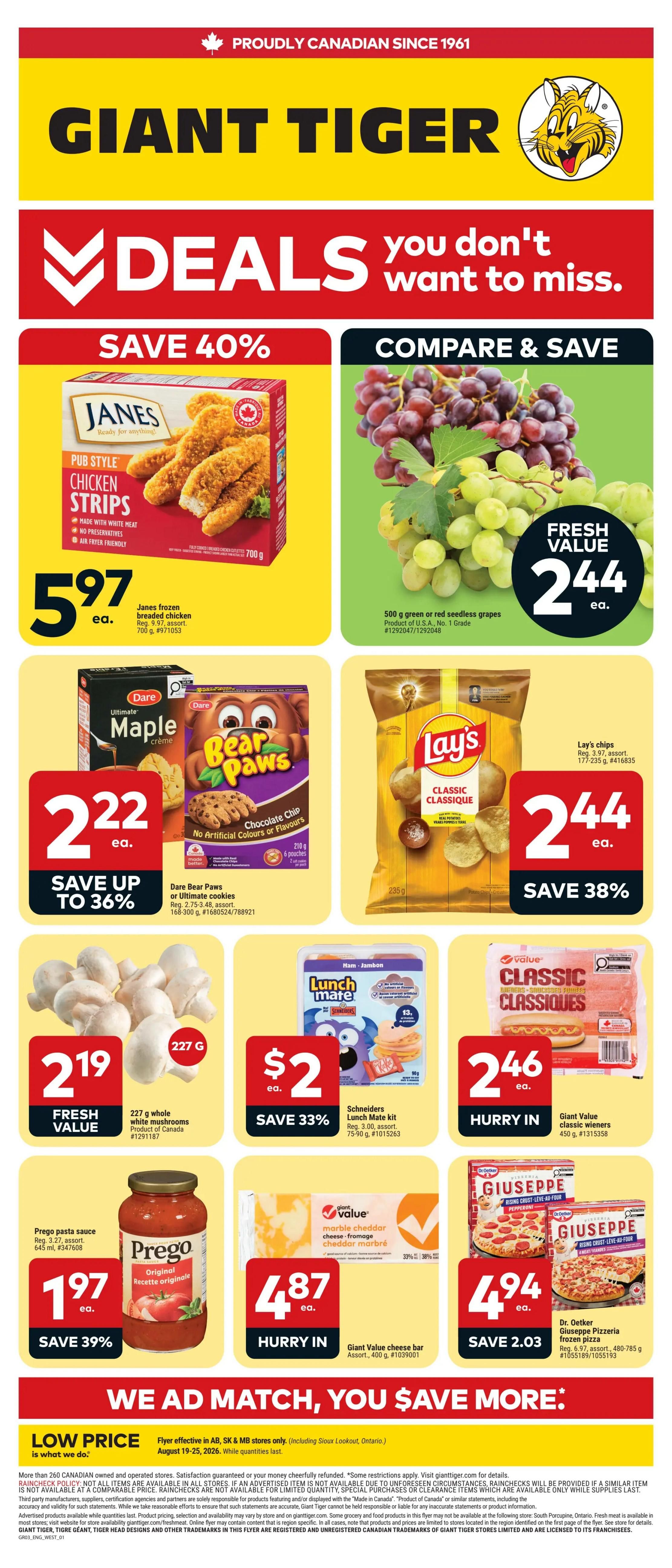 Giant Tiger (West) Flyer August 19 to 25