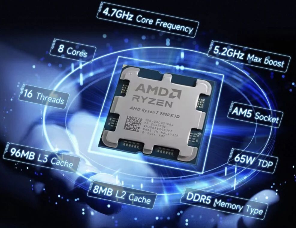 AliExpress: AMD Ryzen 7 9800X3D 8-Core 16-Thread L3=96M 4.7GHz 120W DDR5 Socket AM5 4NM R7 9800X3D Gaming Processor but No Fan AliExpress: AMD Ryzen 7 9800X3D 8-Core 16-Thread L3=96M 4.7GHz 120W DDR5 Socket AM5 4NM R7 9800X3D Gaming Processor but No Fan