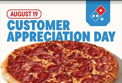 Domino's Pizza: Dominos (Calgary and southern AB only) 5.55 medium 1 toppin pizza Aug 19