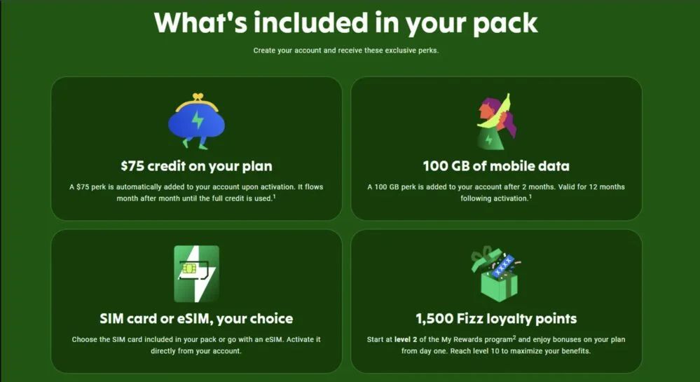 Fizz x EB Games $25 starter pack includes $75 in credits + 100 GB for 12 Months Fizz x EB Games $25 starter pack includes $75 in credits + 100 GB for 12 Months