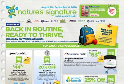 Nature's Signature Flyer August 20 to September 16