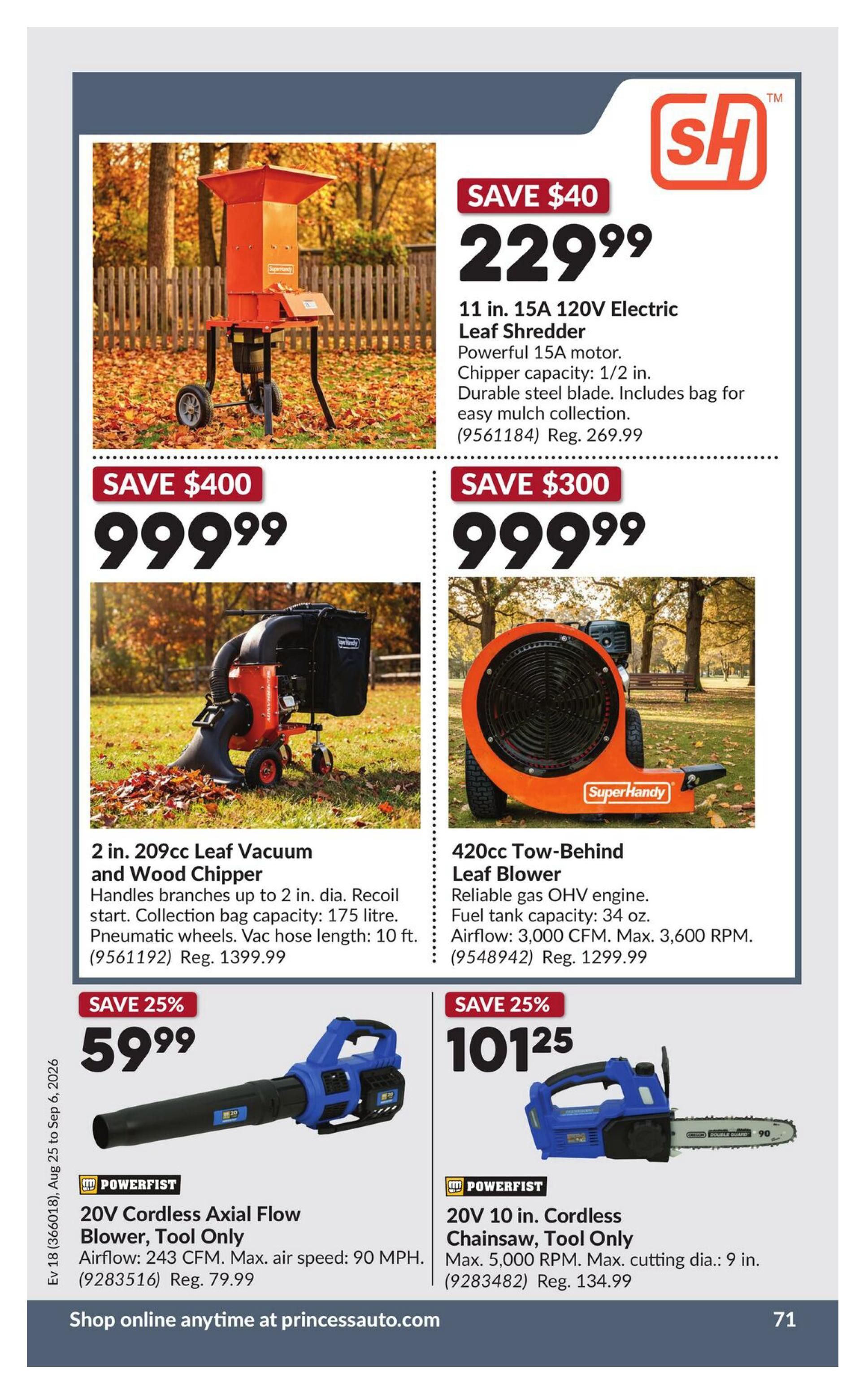 Princess Auto Flyer August 25 to September 6