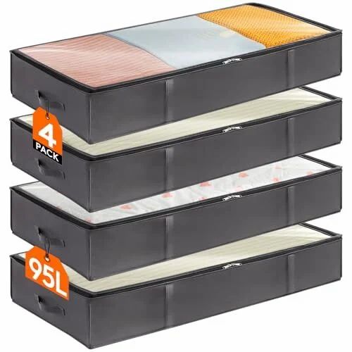 Amazon.ca: Lifewit 4 Pack 95L Under Bed Storage Bins with Reinforced Handle for Blanket,Clothing,Comforter, Sheets,Wrapping Paper, Amazon.ca: Lifewit 4 Pack 95L Under Bed Storage Bins with Reinforced Handle for Blanket,Clothing,Comforter, Sheets,Wrapping Paper,