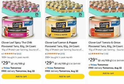 Amazon.ca: Clover Leaf Tuna, 85g, 24 Count $28.27 S&S