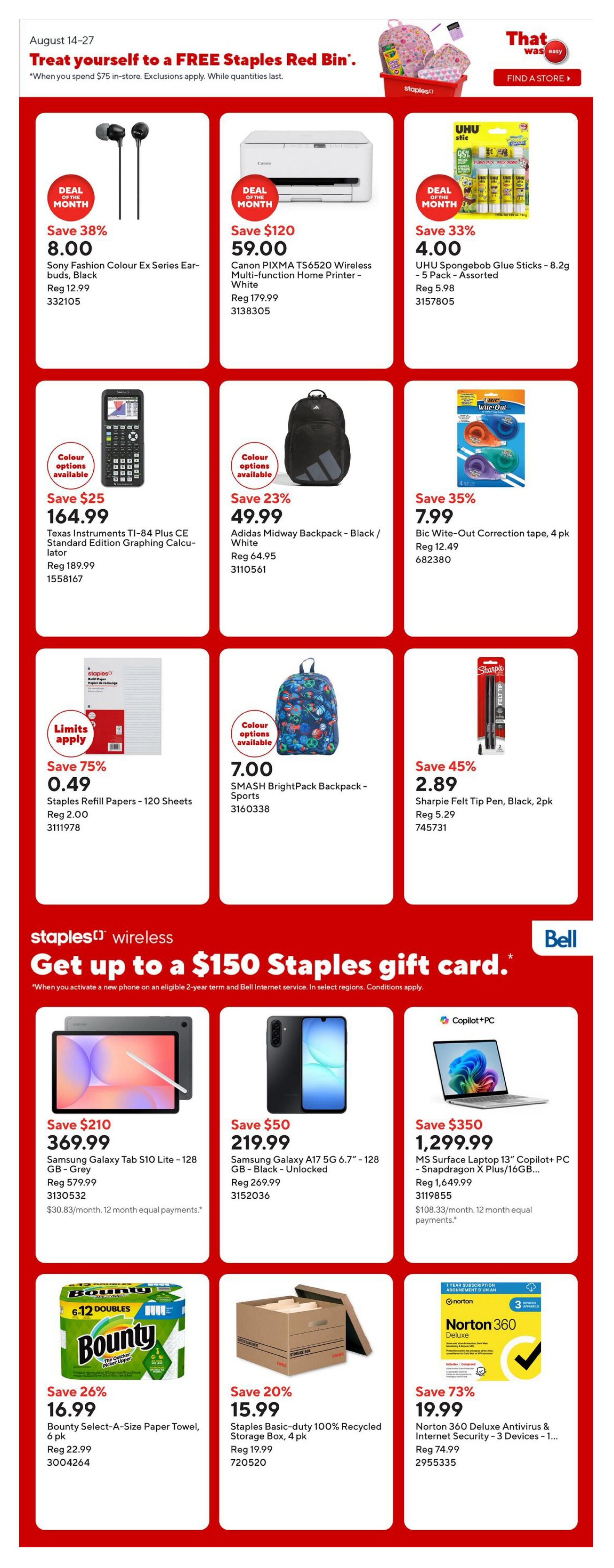 Staples Flyer August 21 to 27