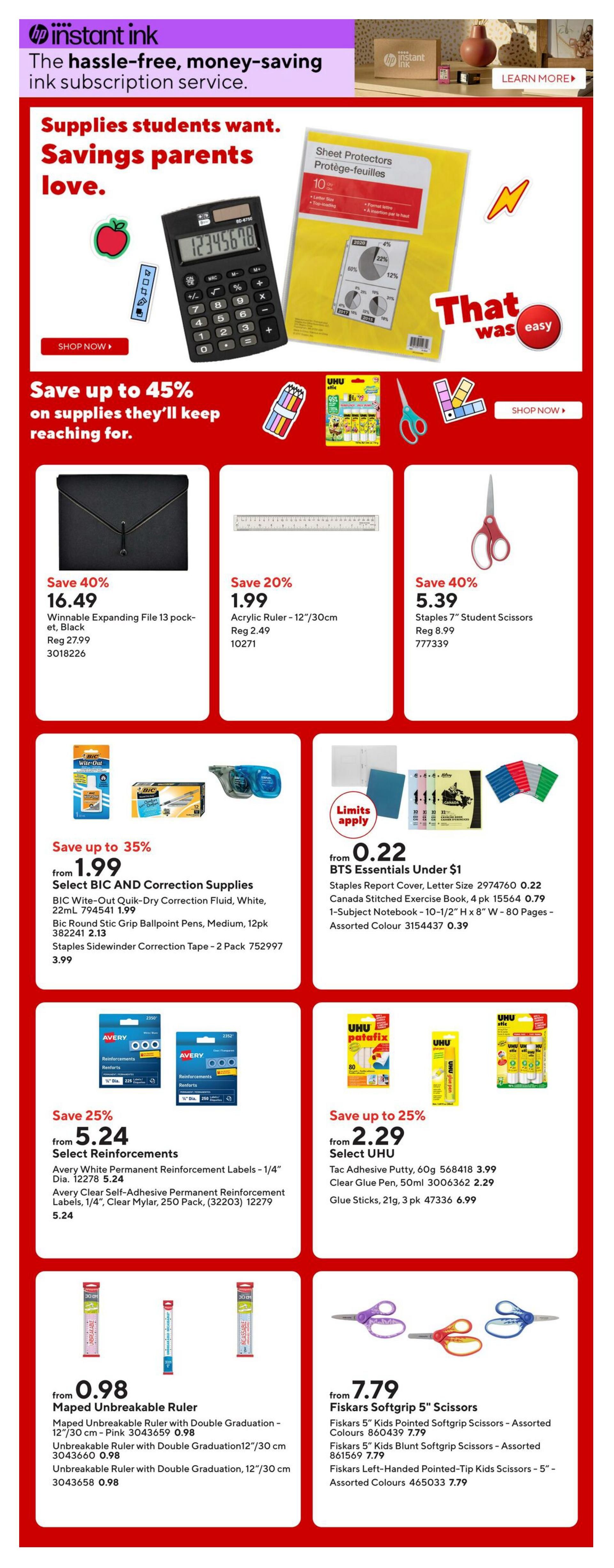 Staples Flyer August 21 to 27