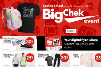 Sport Chek Canada Back to School Big Check Flyers Event Sale: Save up to 40%