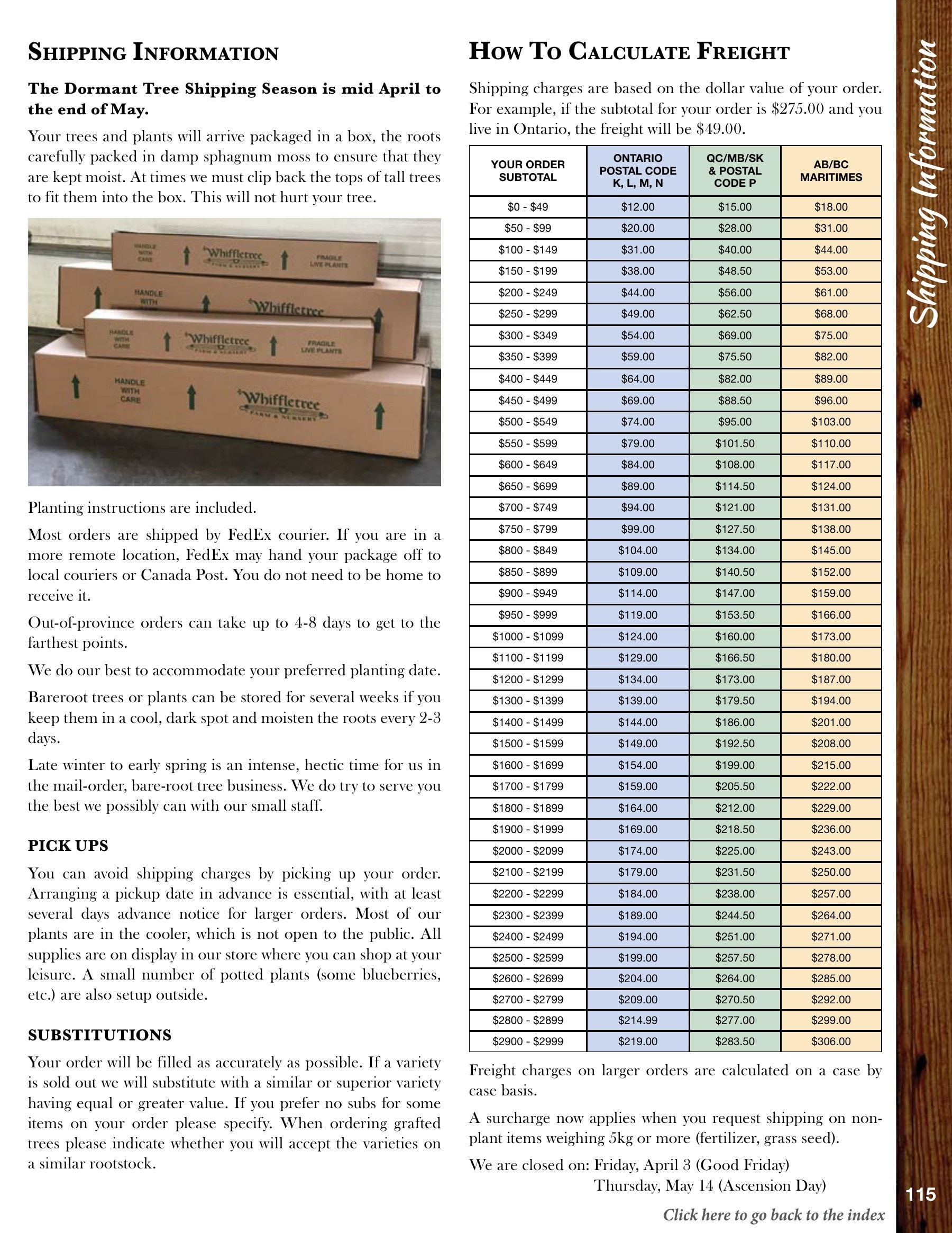 Whiffletree Farm & Nursery Annual Catalog Flyer January 1 - December 31, 2026
