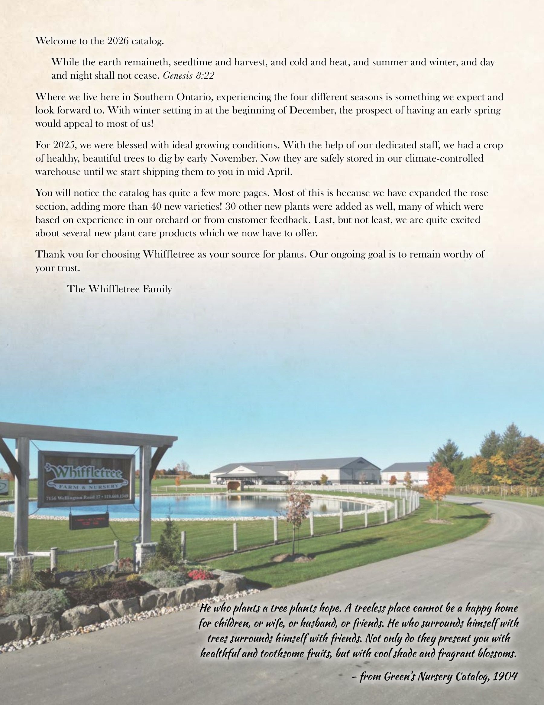 Whiffletree Farm & Nursery Annual Catalog Flyer January 1 - December 31, 2026