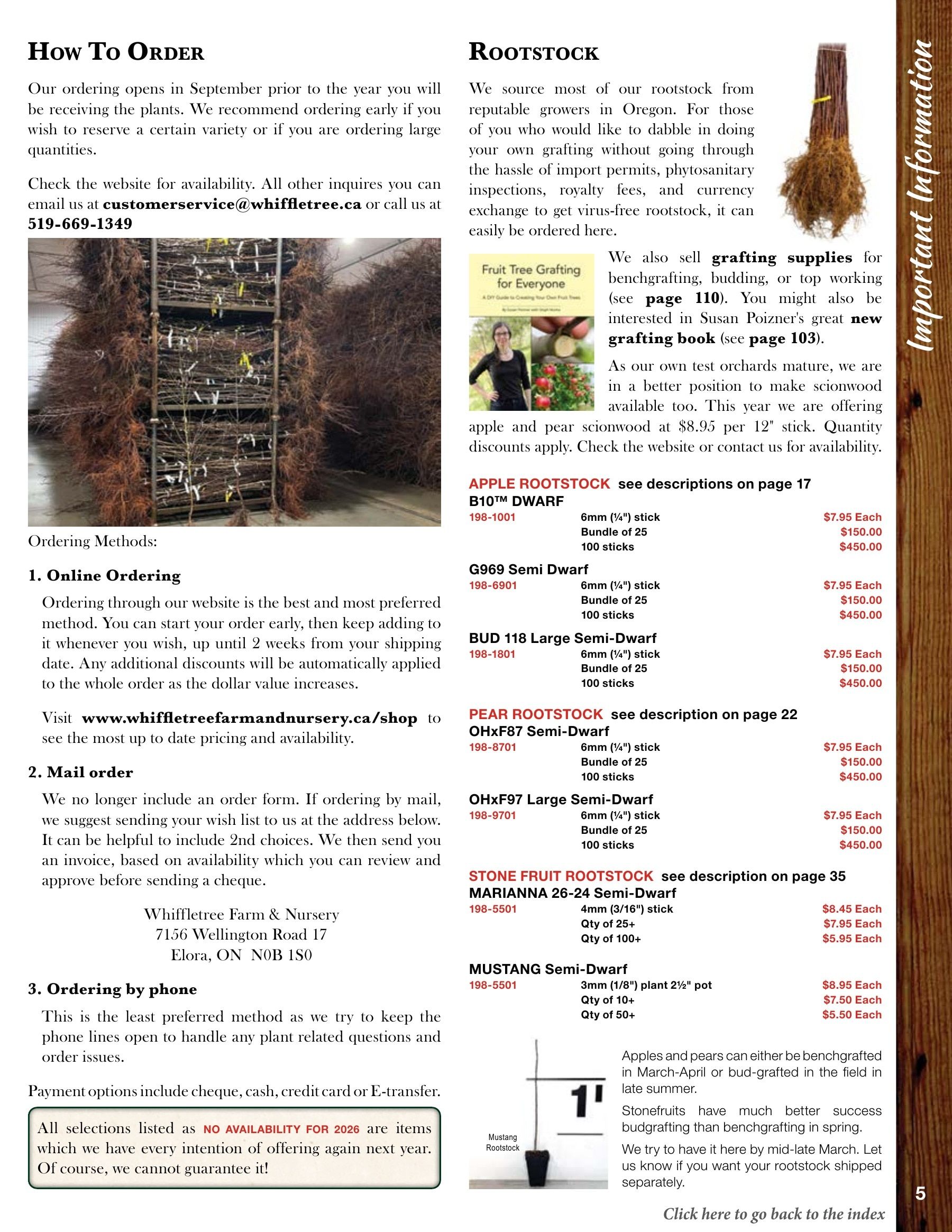 Whiffletree Farm & Nursery Annual Catalog Flyer January 1 - December 31, 2026