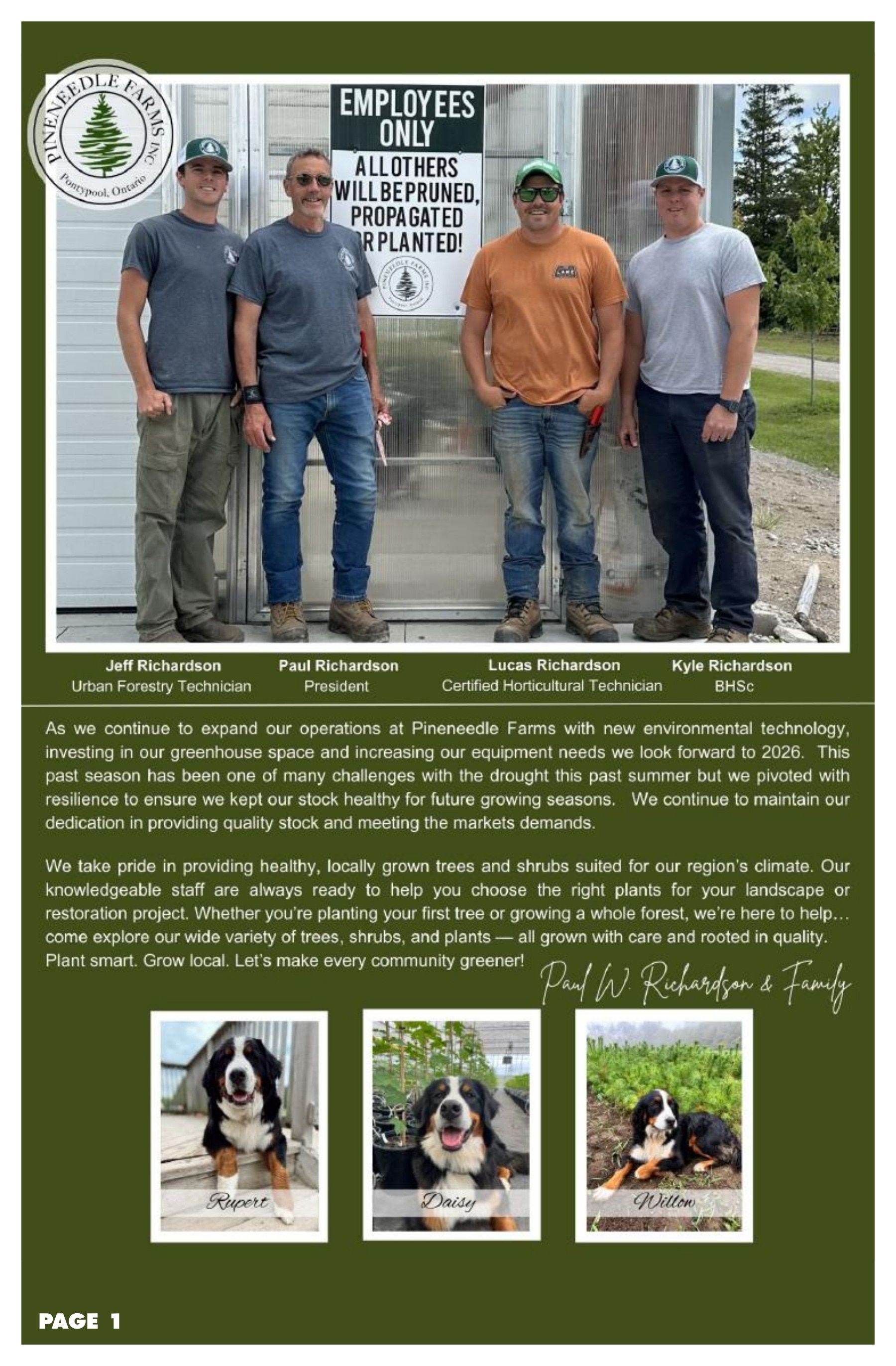 Pineneedle Farms Annual Catalog Flyer January 1 - December 31, 2026