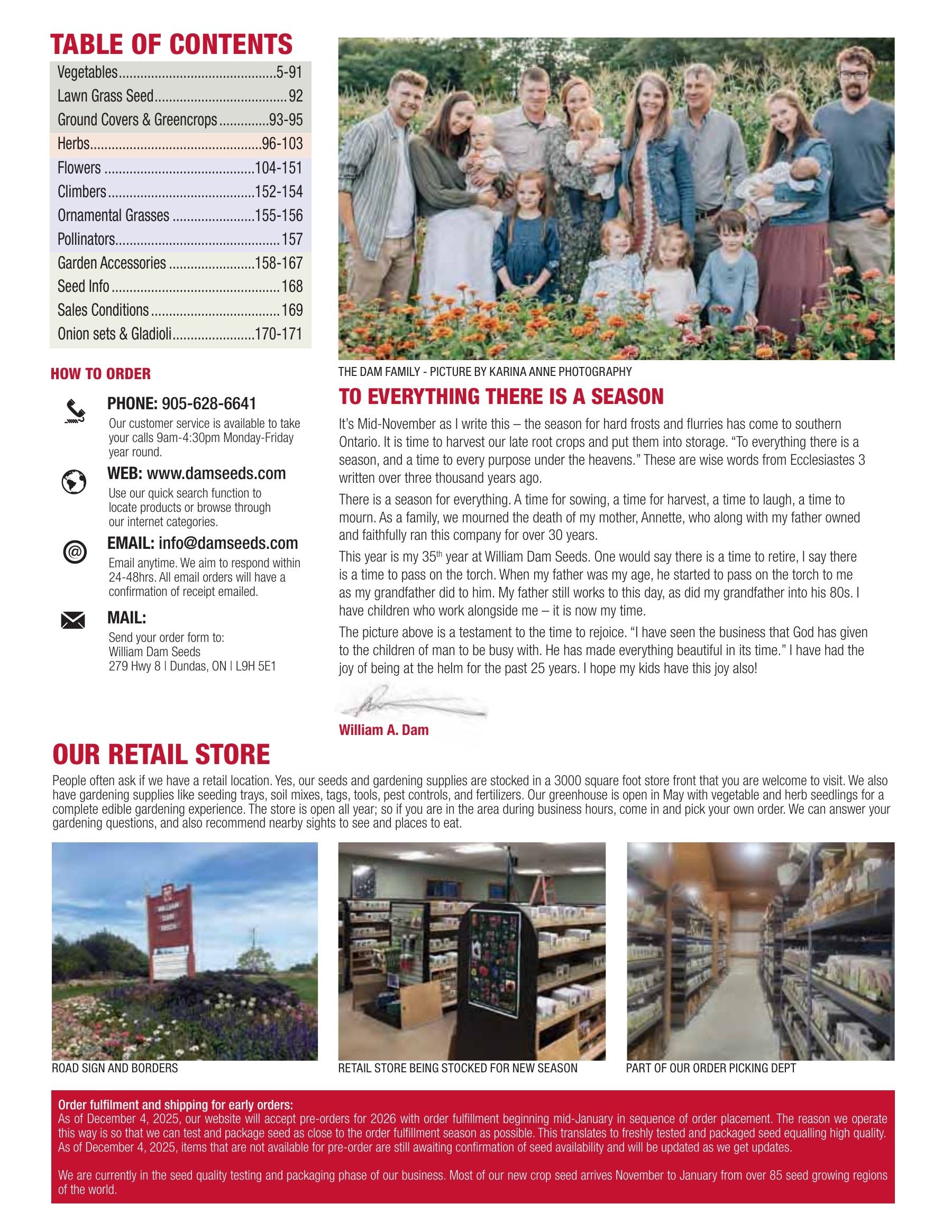 William Dam Seeds Annual Catalog Flyer January 1 - October 31, 2026