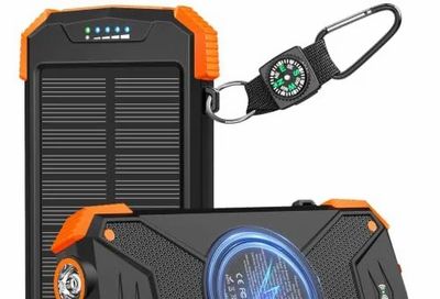 Amazon.ca: BLAVOR 10,000mAh Solar Power Bank with Wireless Charging – $19.99