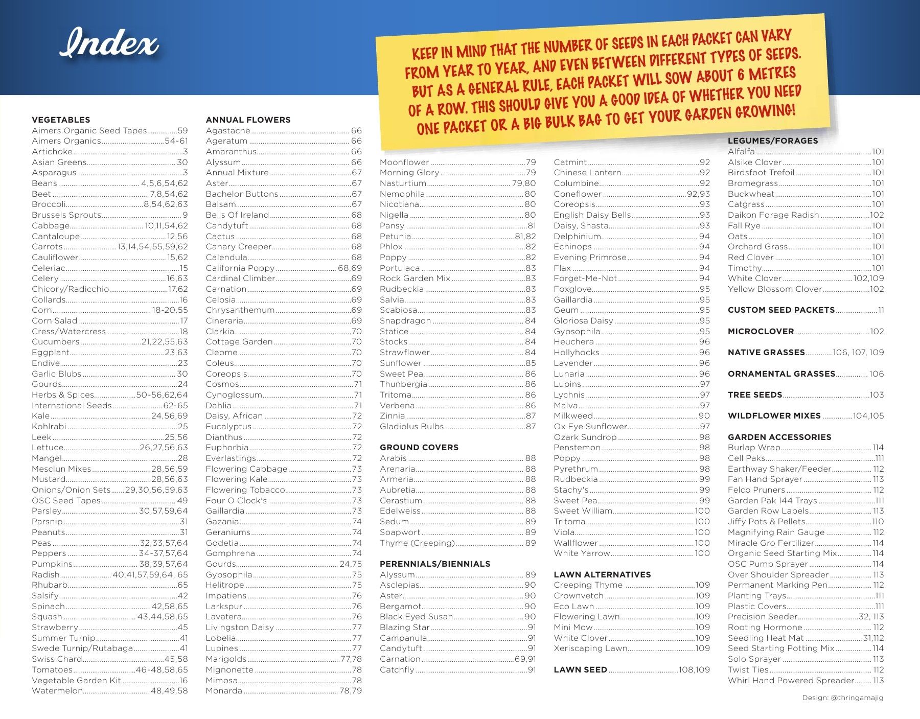 OSC Seeds Annual Catalog Flyer January 1 - December 31, 2026