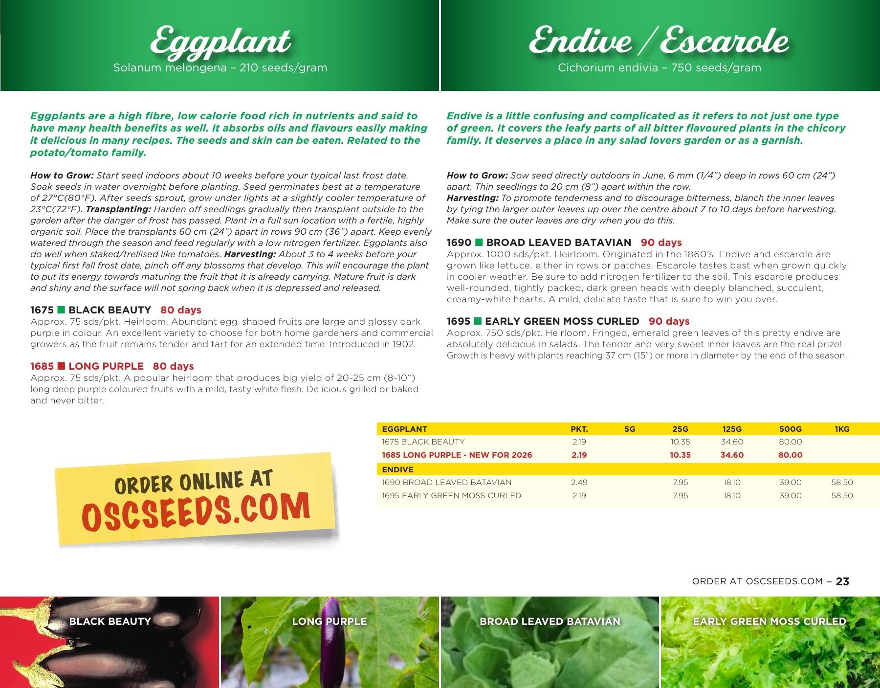 OSC Seeds Annual Catalog Flyer January 1 - December 31, 2026