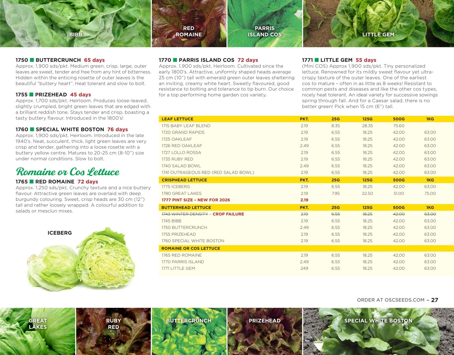 OSC Seeds Annual Catalog Flyer January 1 - December 31, 2026