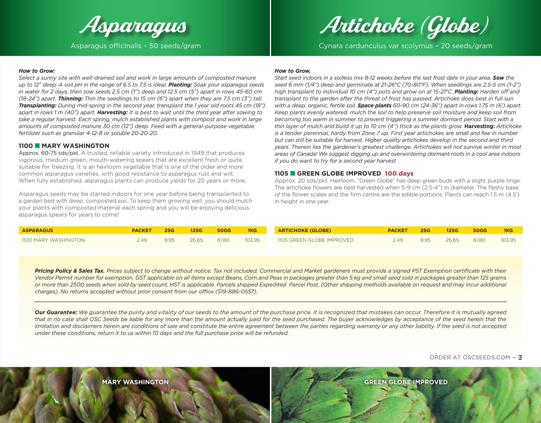 OSC Seeds Annual Catalog Flyer January 1 - December 31, 2026