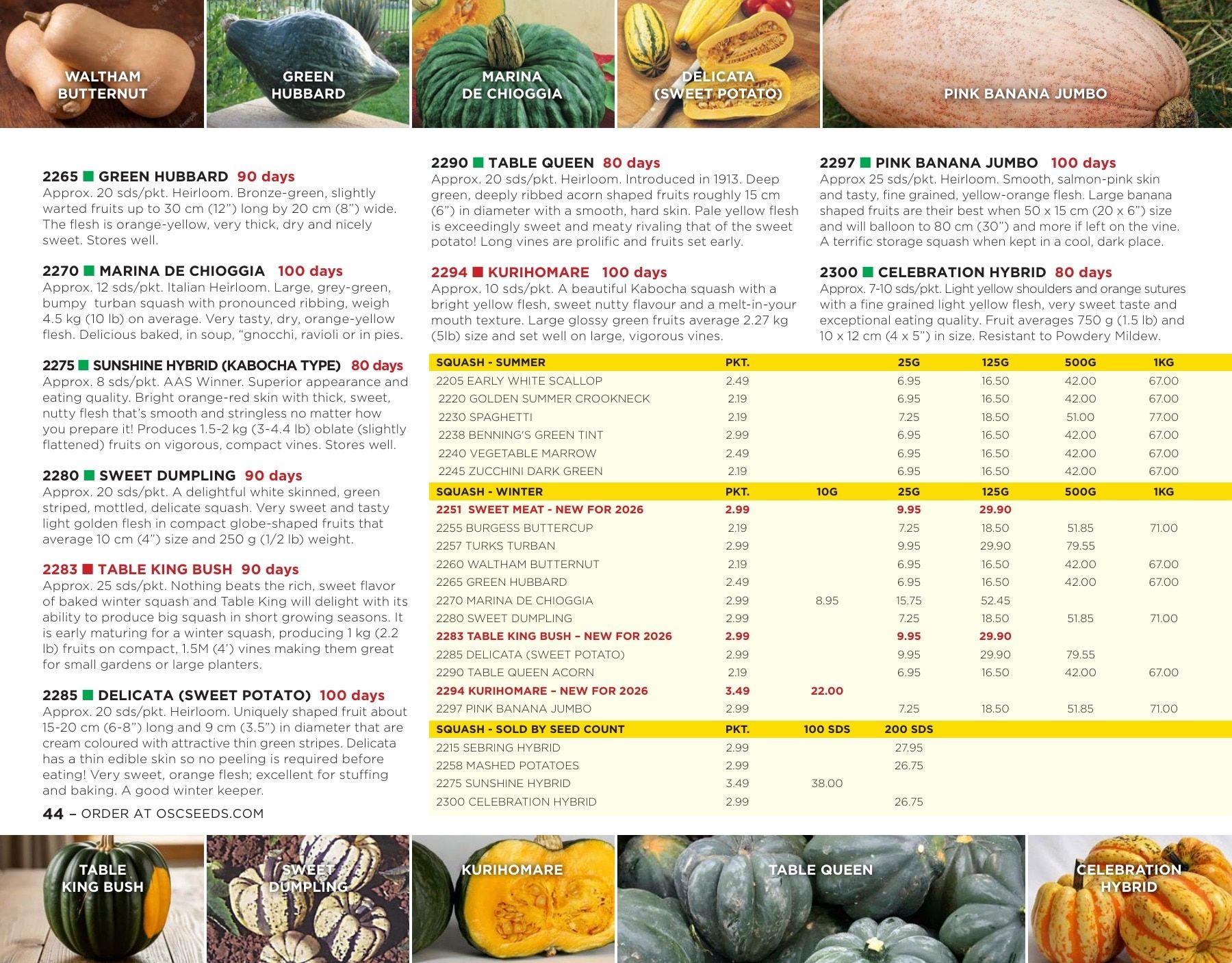 OSC Seeds Annual Catalog Flyer January 1 - December 31, 2026