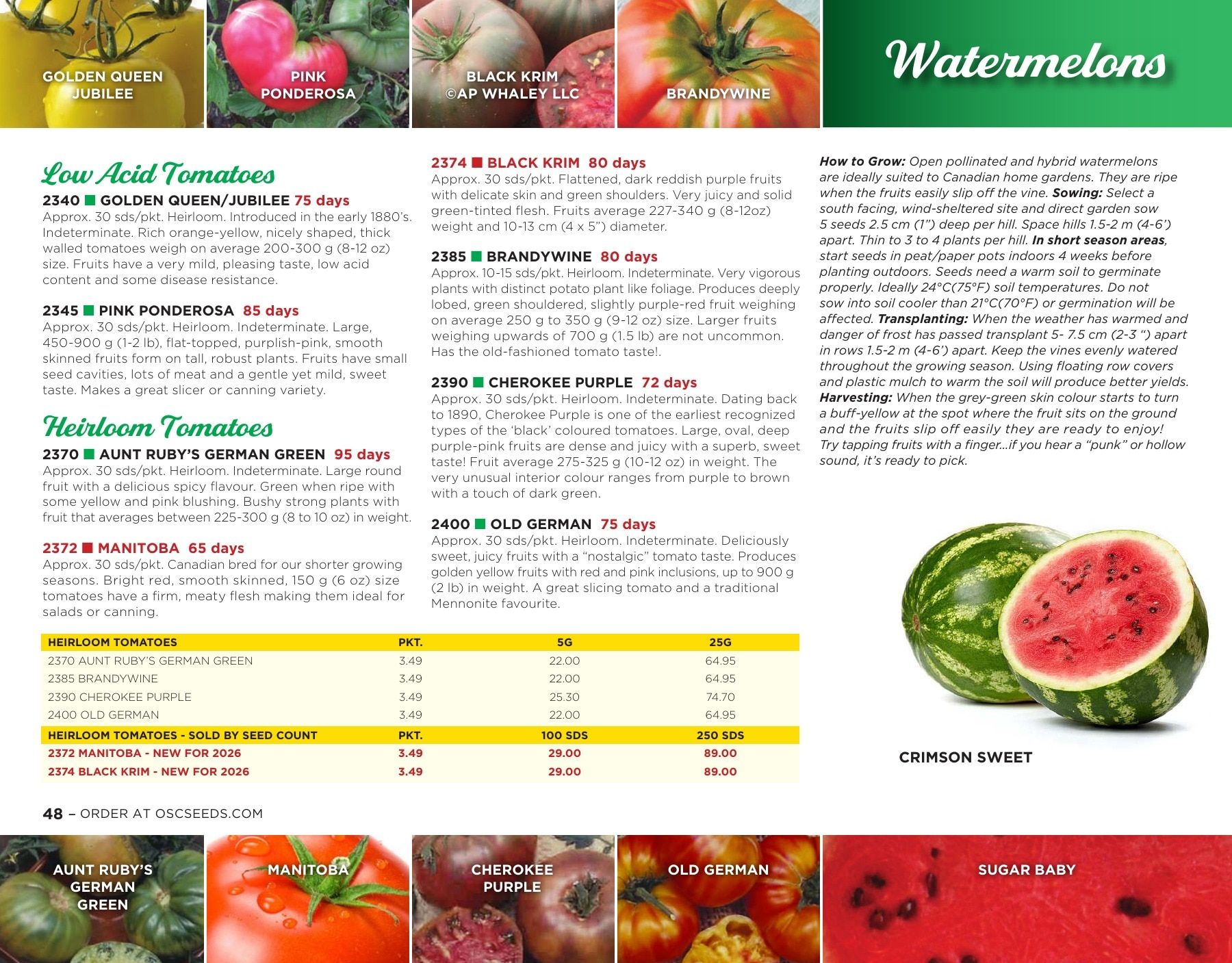 OSC Seeds Annual Catalog Flyer January 1 - December 31, 2026