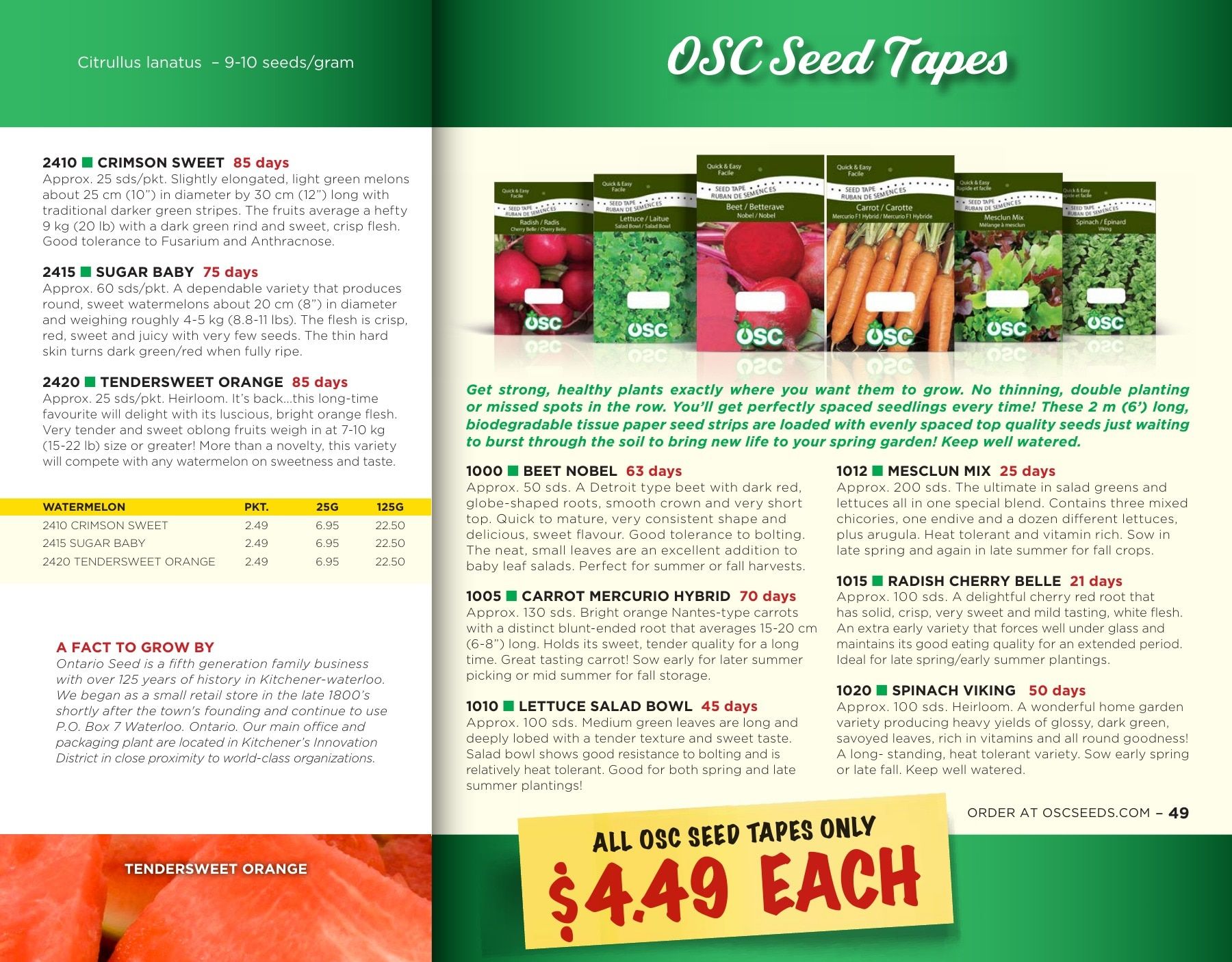 OSC Seeds Annual Catalog Flyer January 1 - December 31, 2026
