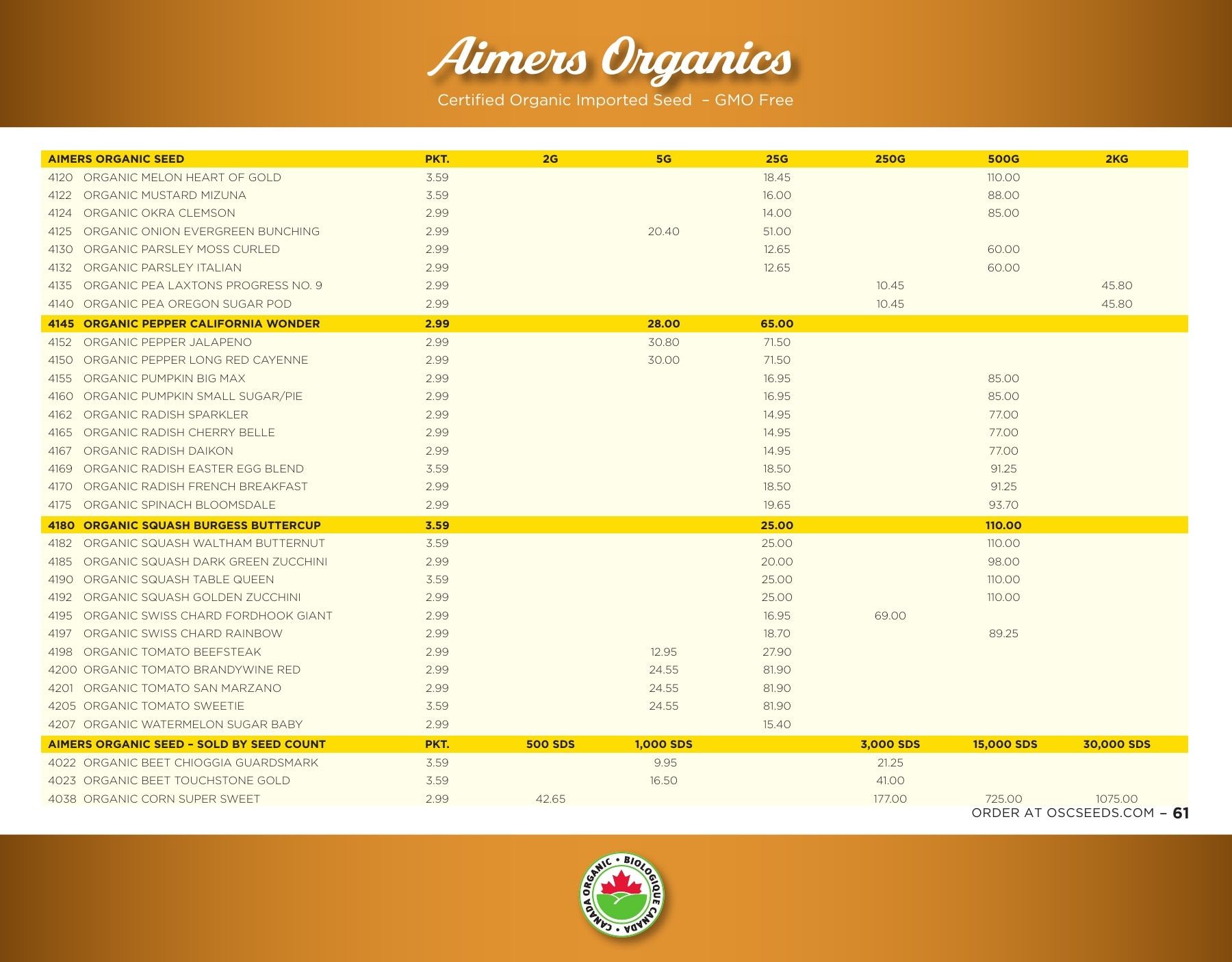 OSC Seeds Annual Catalog Flyer January 1 - December 31, 2026